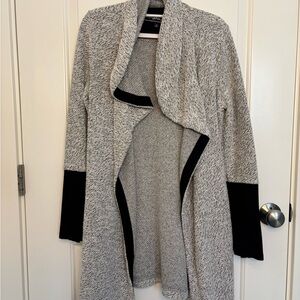 BNCI Women's Black and White Open Front Sweater